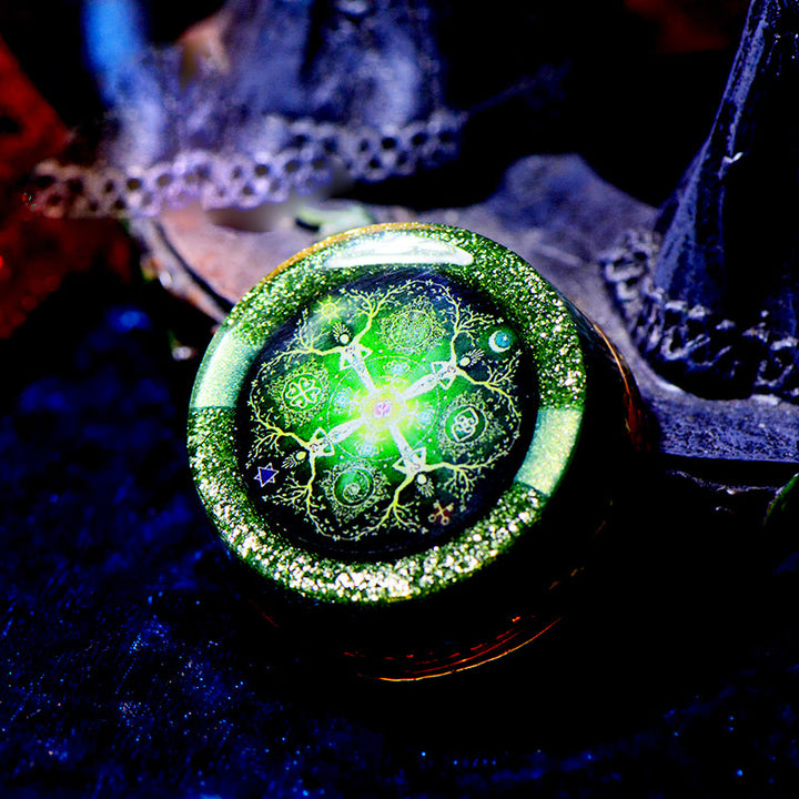 Collier Orgone Pendentif Reiki Quatre Éléments Étoile Lune Soleil Olivenorma 