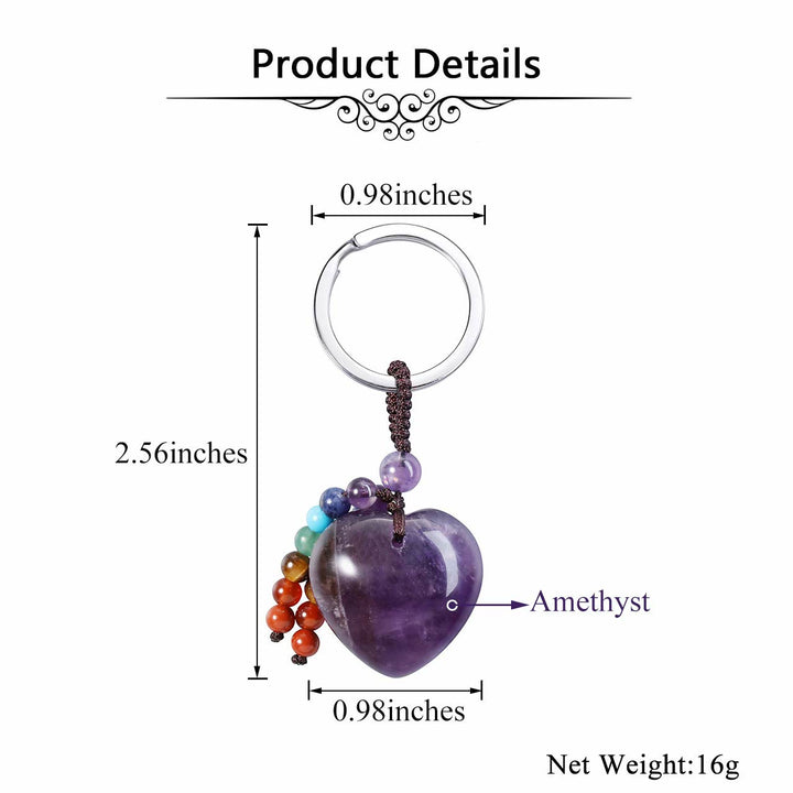 Porte-clés en forme de cœur en cristal naturel Olivenorma