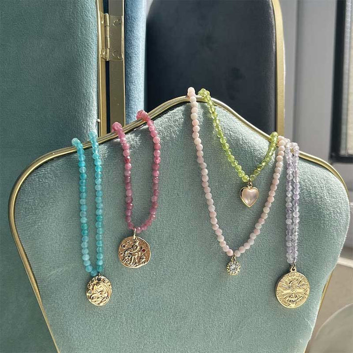 Collier avec pendentif en métal et cristal naturel Olivenorma