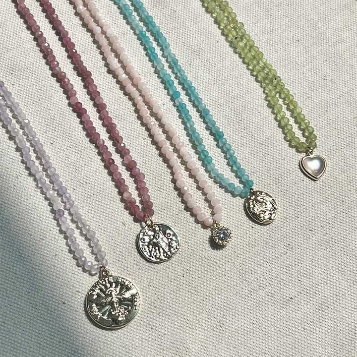 Collier avec pendentif en métal et cristal naturel Olivenorma