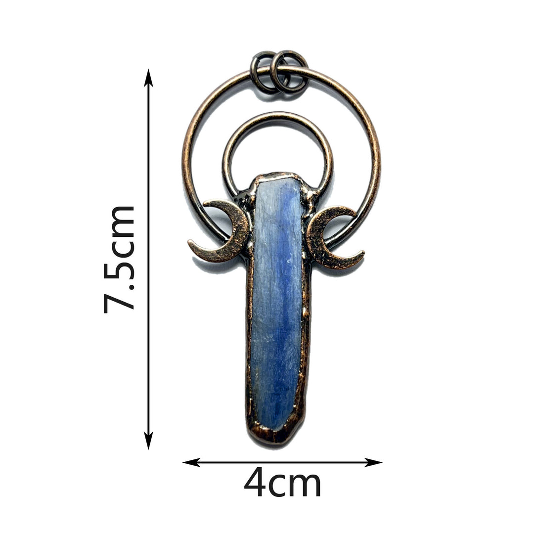 Collier pendentif double lune en cuivre et cyanite Olivenorma
