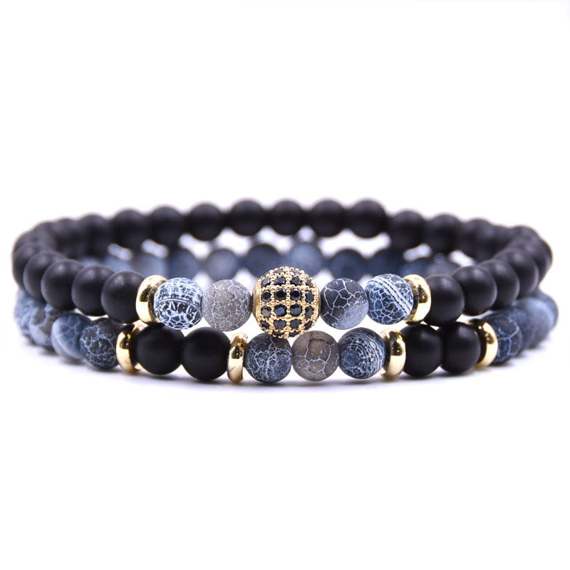 Bracelet homme Olivenorma en perles de cristal naturel à deux couches