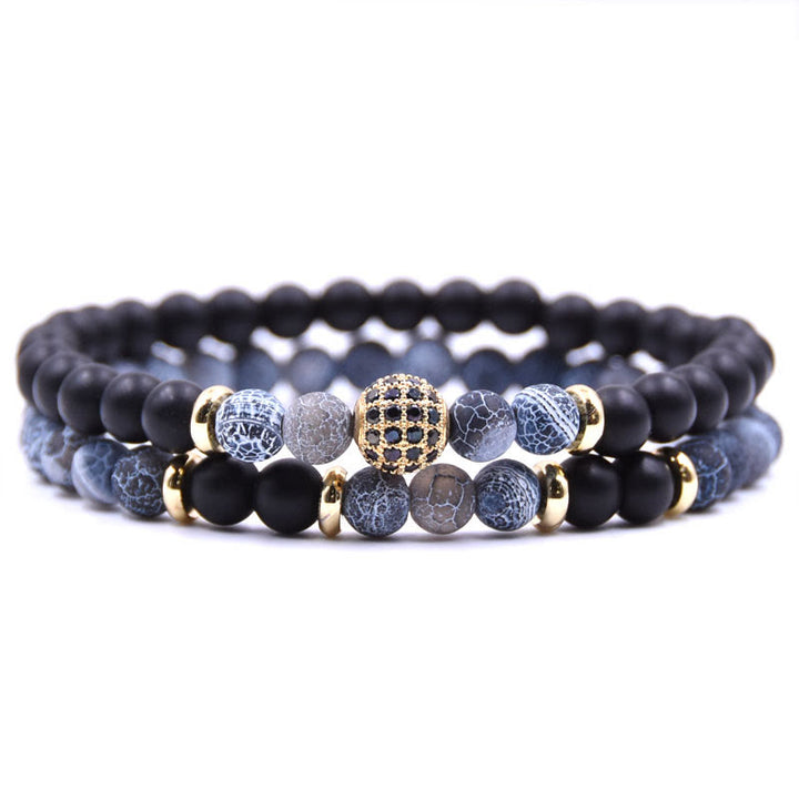 Bracelet homme Olivenorma en perles de cristal naturel à deux couches