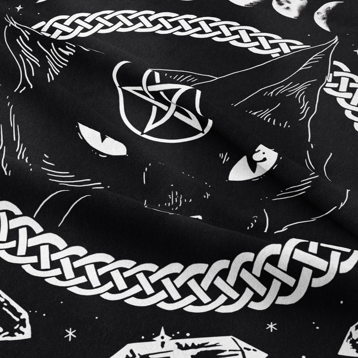 Tapisserie Olivenorma à motifs de phases de lune et de chat noir