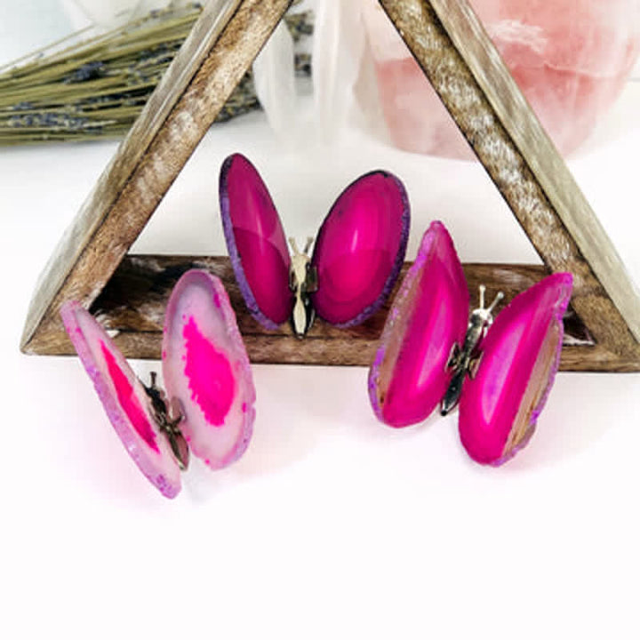 Supports à papillons en agate druzy Olivenorma Décoration en pierres précieuses