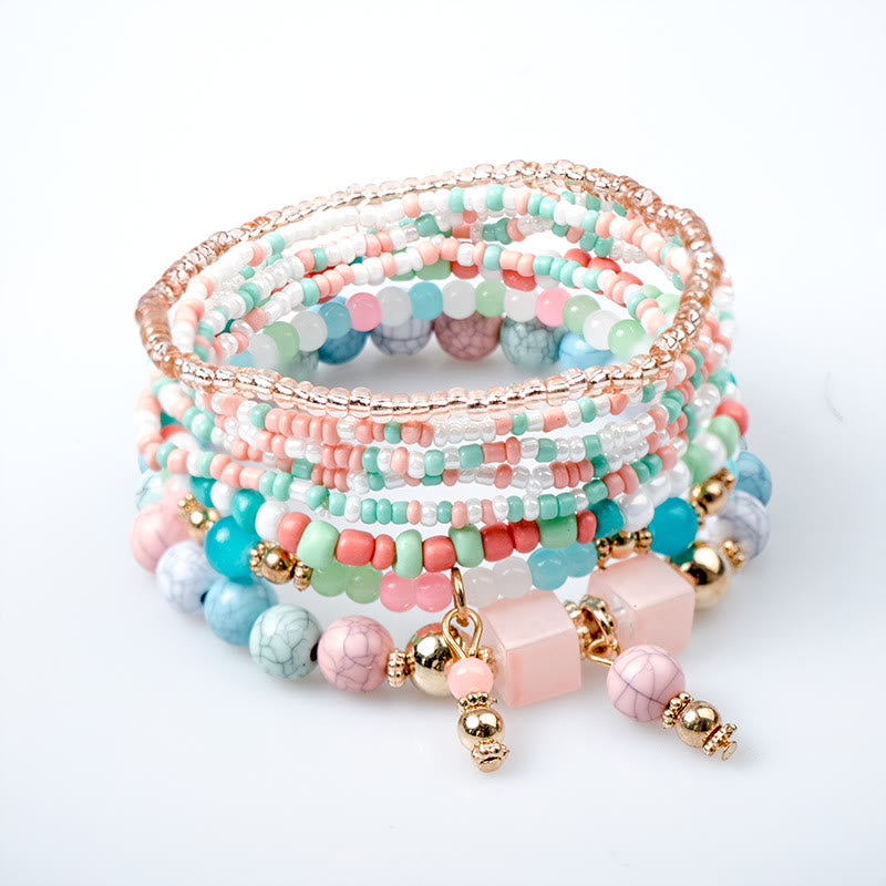 Ensemble de bracelets à perles superposées en pierre empereur Olivenorma