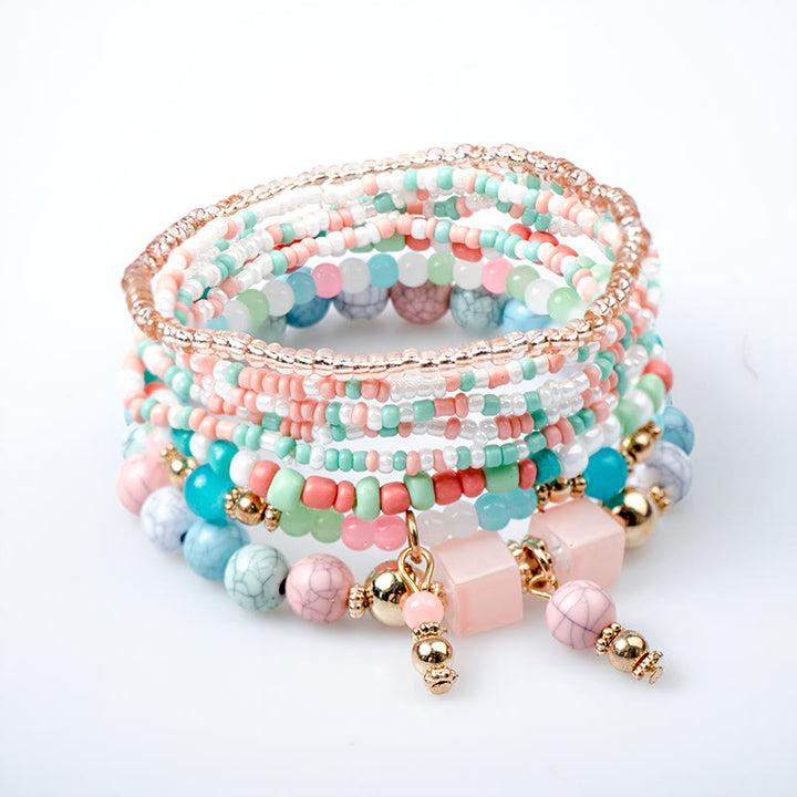 Ensemble de bracelets à perles superposées en pierre empereur Olivenorma