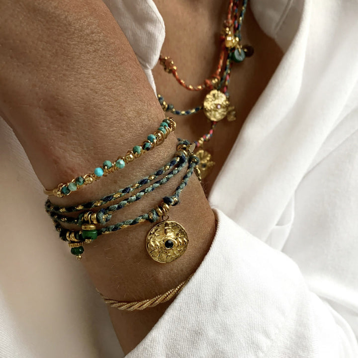Bracelet tressé vintage en acier inoxydable 18 carats de style bohème Olivenorma