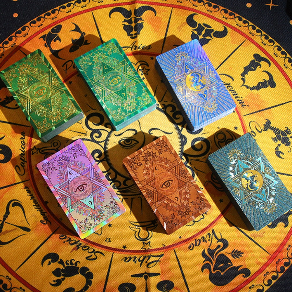 Jeu de cartes de tarot avec nappe en cristal de feuille Olivenorma