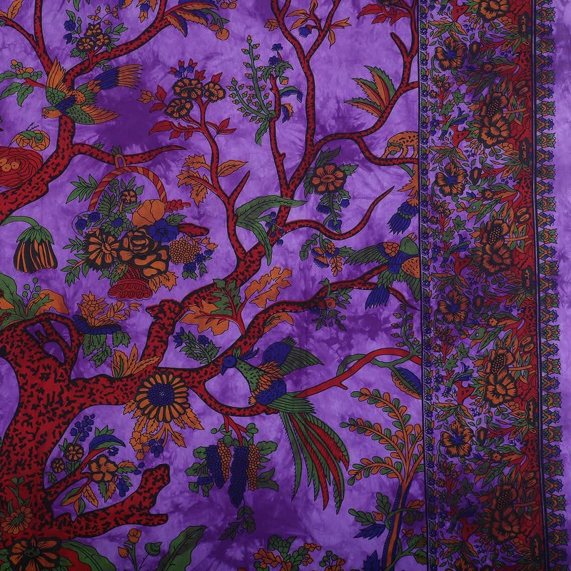 Tapisserie murale psychédélique à motif d'arbre de vie vert Olivenorma
