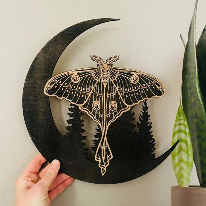 Décoration murale en bois de papillon croissant de lune Olivenorma