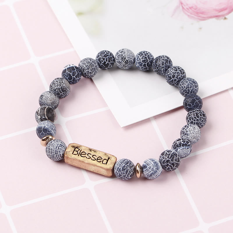 Bracelet gravé béni en pierres précieuses naturelles Olivenorma