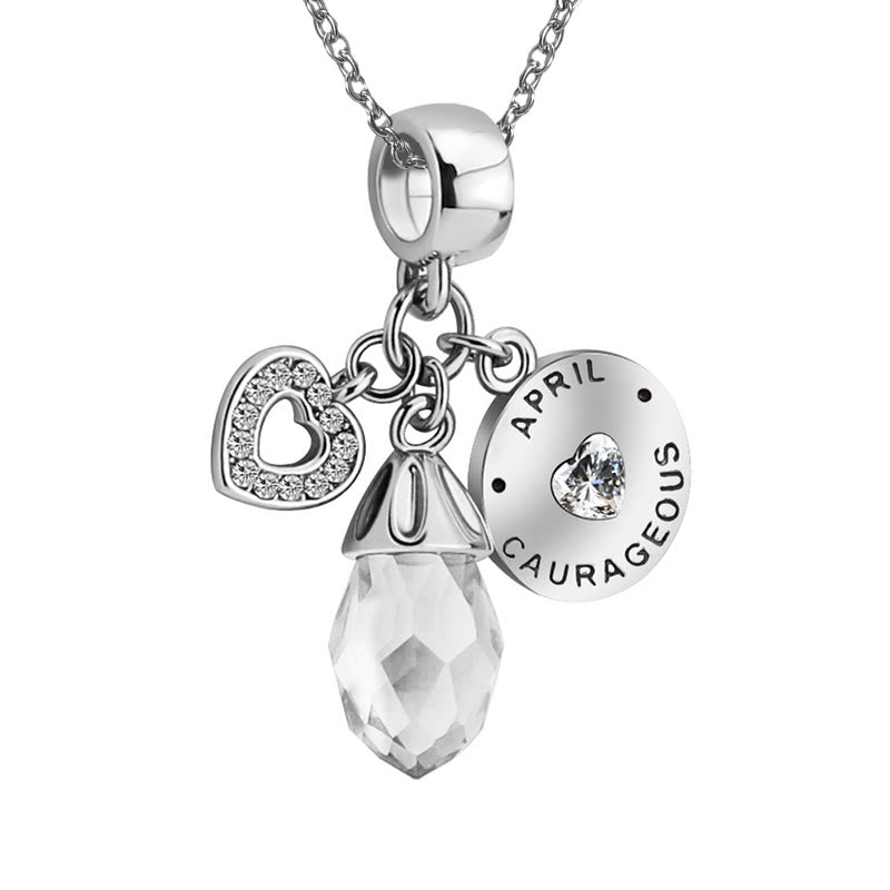 Collier avec pendentif en forme de cœur et pierre de naissance en diamant Olivenorma 