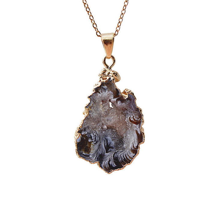 Collier en géode d'agate naturelle Olivenorma