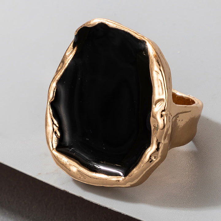 Bague ajustable en résine à bords dorés irréguliers exagérés Olivenorma