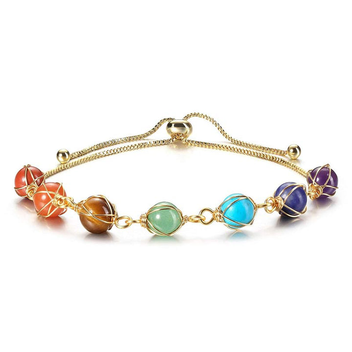 Bracelet de yoga réglable couleur or naturel Chakra