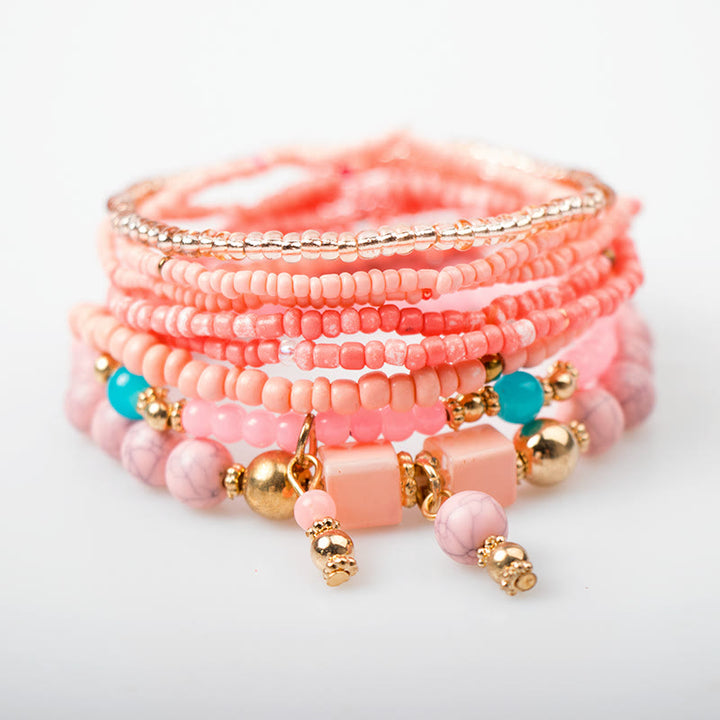 Ensemble de bracelets à perles superposées en pierre empereur Olivenorma