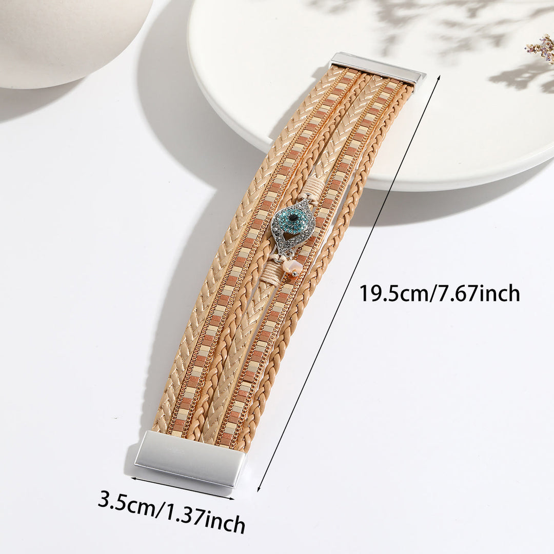 Bracelet Olivenorma en zircon blanc et tourmaline Paraiba avec mauvais œil
