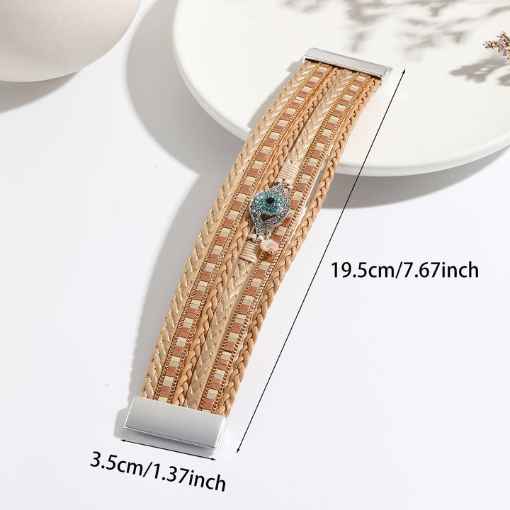 Bracelet Olivenorma en zircon blanc et tourmaline Paraiba avec mauvais œil