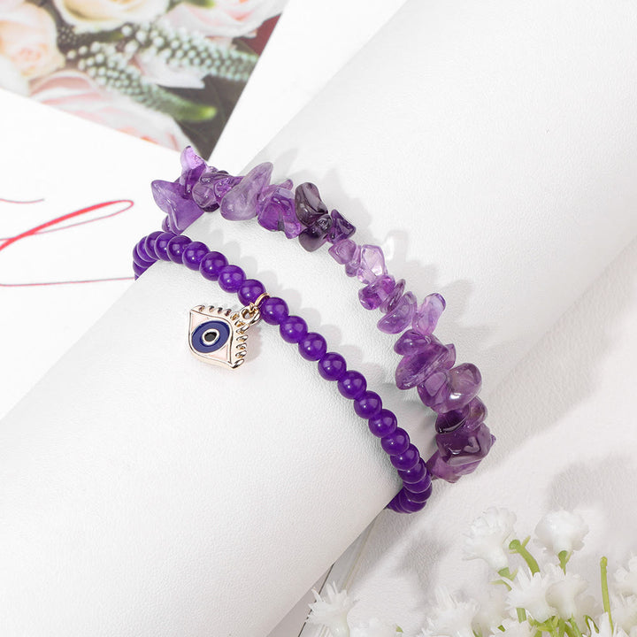 Ensemble de bracelets en cristal à double couche avec pendentif mauvais Olivenorma 