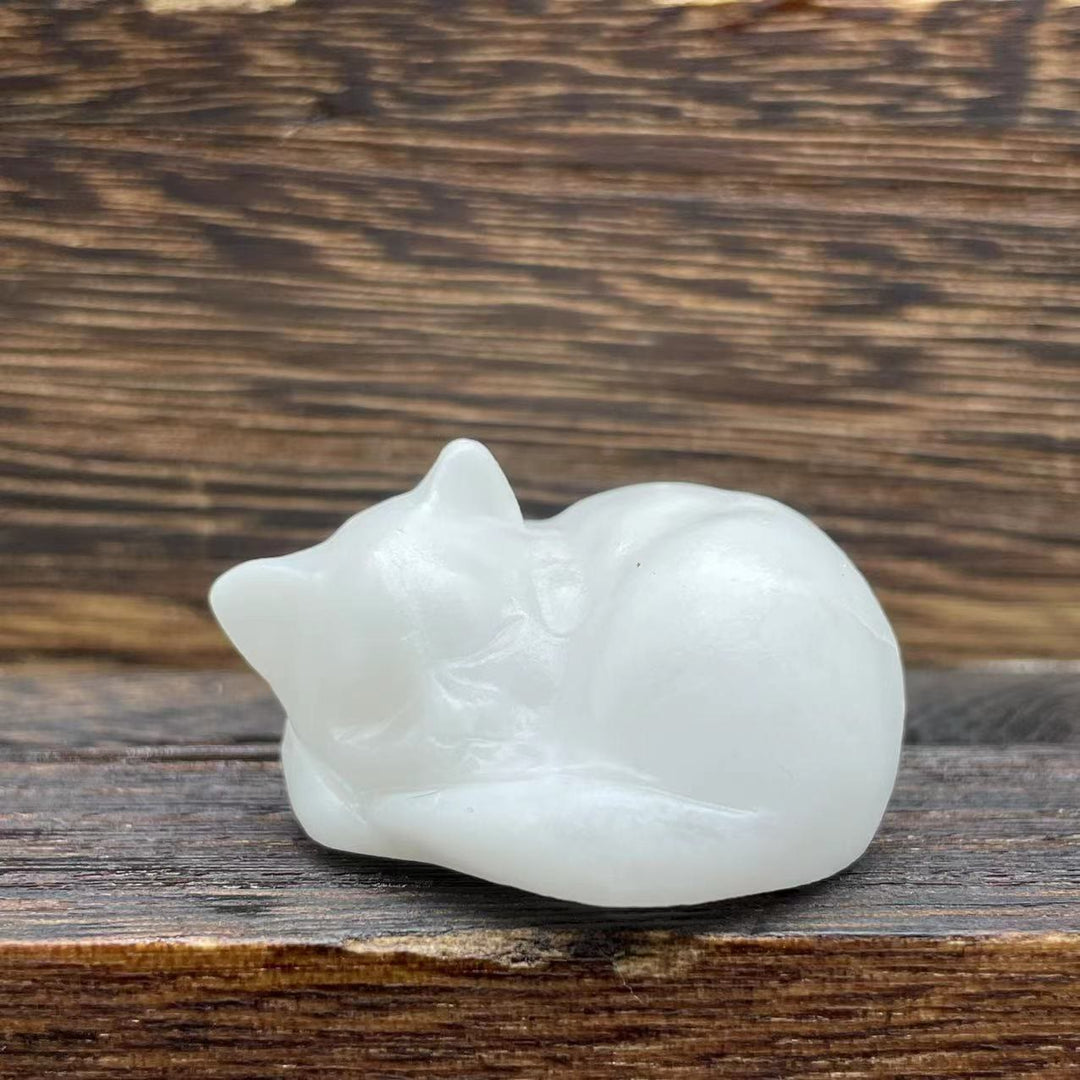 Décoration en pierre précieuse pour chat en cristal naturel Olivenorma de 4 cm