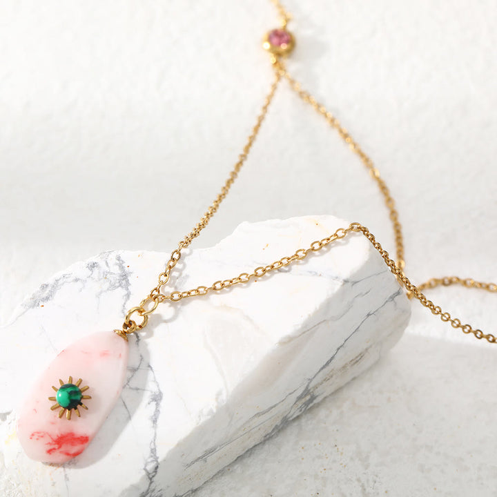 Collier à double panneau en zircone rhodochrosite Olivenorma
