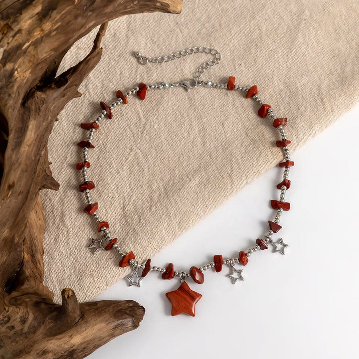 Collier ras du cou à pampilles en cristal et étoile de Bohême Olivenorma