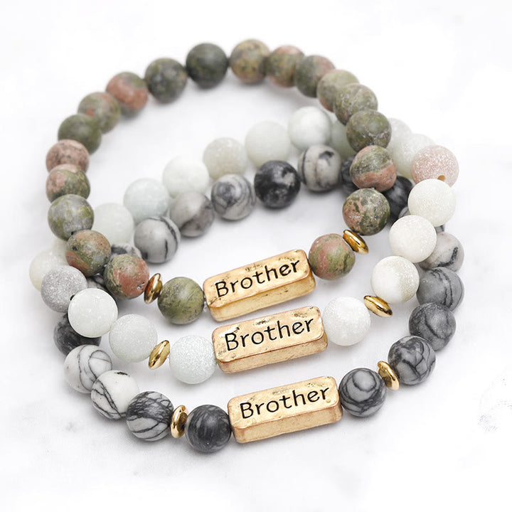 Bracelet gravé avec pierres précieuses naturelles Olivenorma Brother