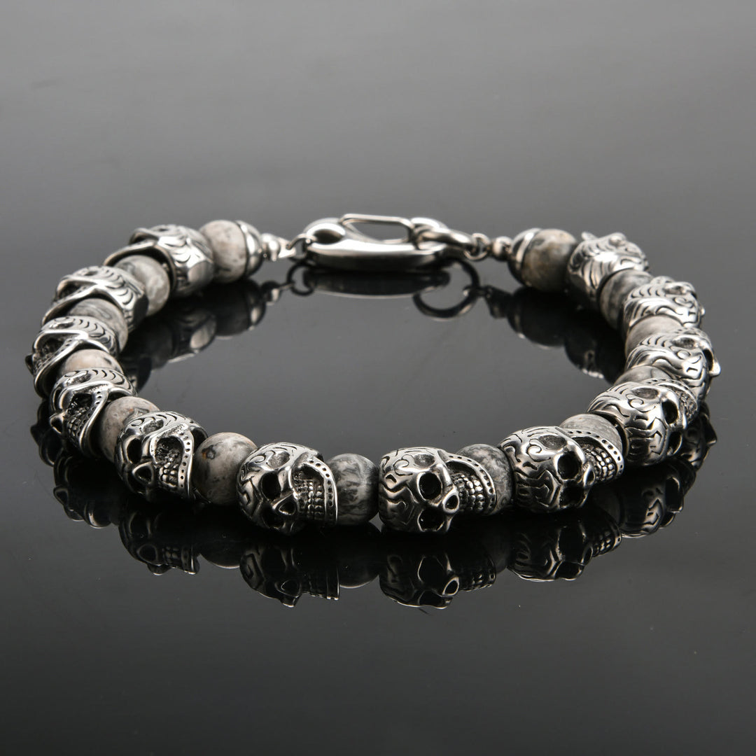 Bracelet Olivenorma en acier inoxydable fait main avec œil de tigre naturel