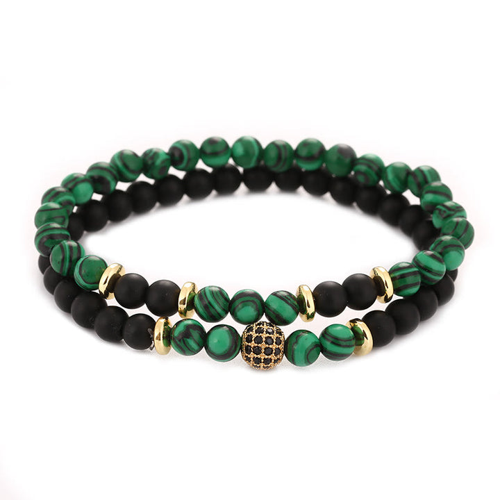 Bracelet homme Olivenorma en perles de cristal naturel à deux couches