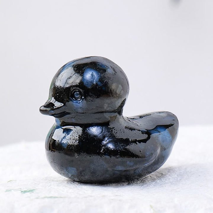 Décoration en pierre précieuse sculptée en forme de canard en cristal de quartz Olivenorma de 1,2 pouce