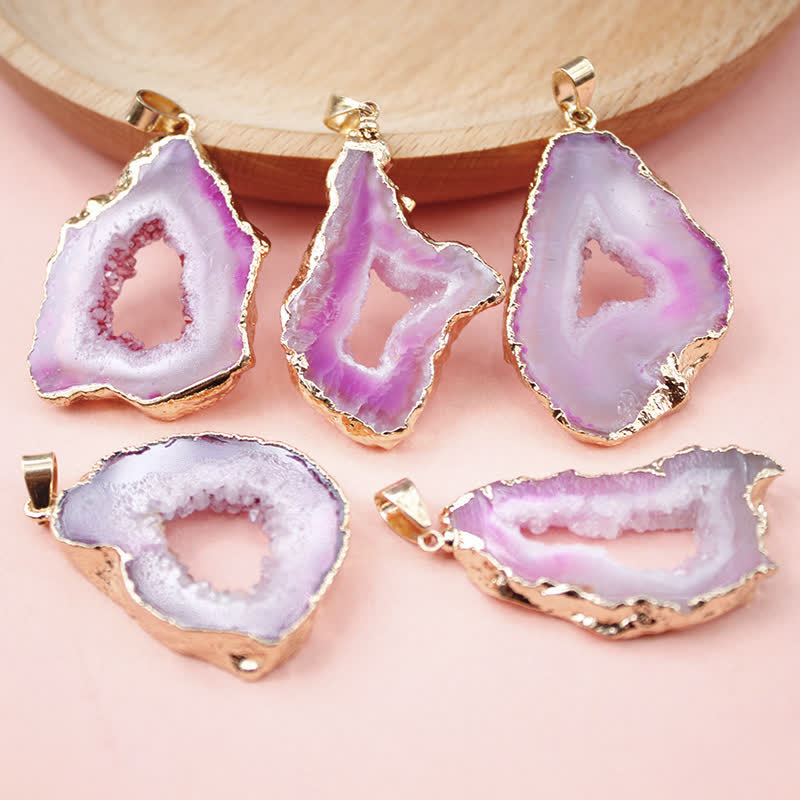 Collier en tranches de cristal brut irrégulier Olivenorma