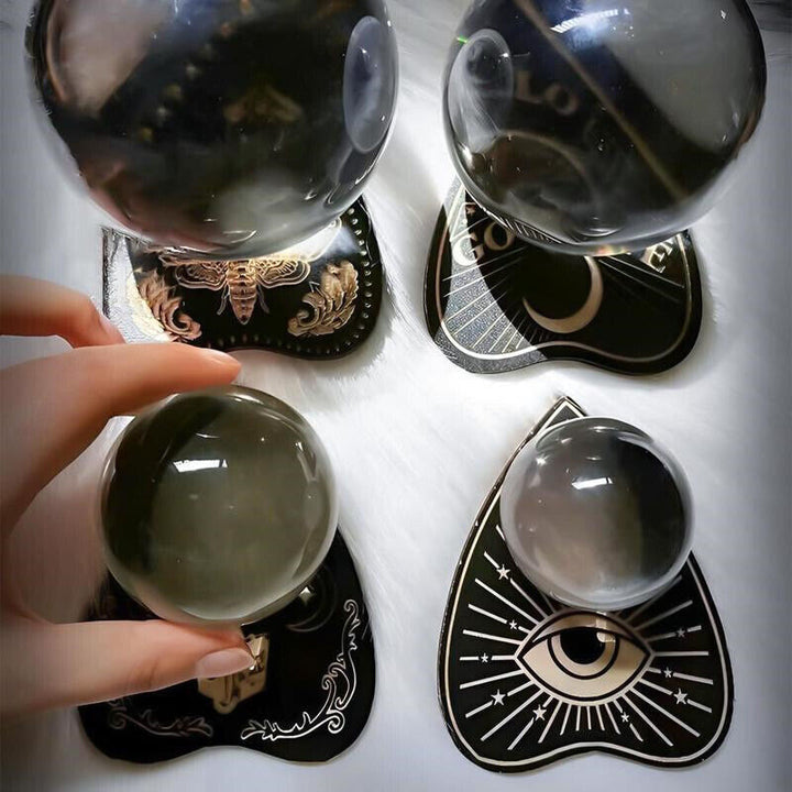 Olivenorma Lot de 4 plateaux à boules de cristal en bois Étagère à cristaux