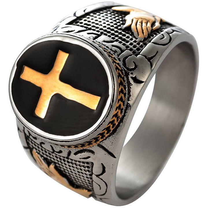 Bague vintage avec symbole de croix Olivenorma