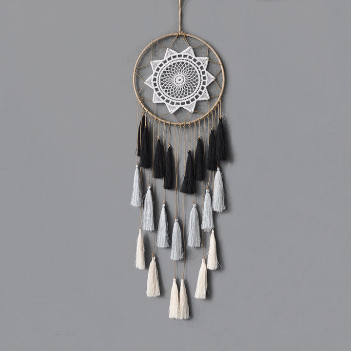 Pendentif attrape-rêves en dentelle tressée Olivenorma - Gris Noir - image 3
