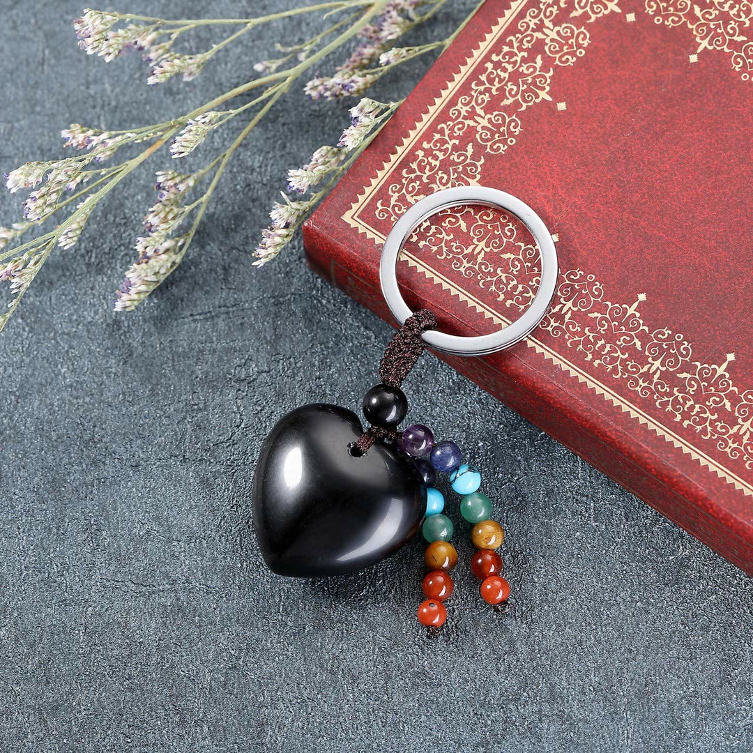 Porte-clés en forme de cœur en cristal naturel Olivenorma