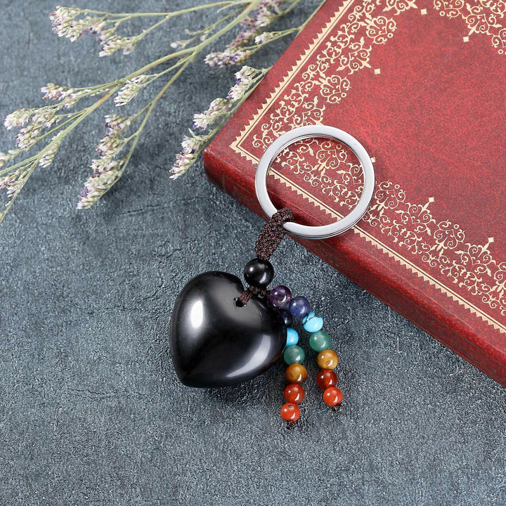 Porte-clés en forme de cœur en cristal naturel Olivenorma