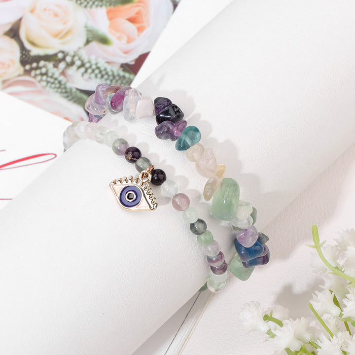 Ensemble de bracelets en cristal à double couche avec pendentif mauvais Olivenorma 