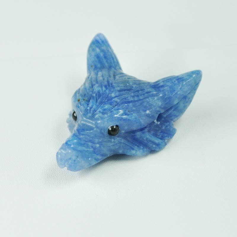 Tête de loup sculptée en cristal naturel Olivenorma, accessoire de décoration en pierres précieuses