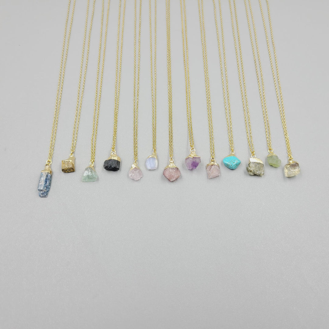 Collier en pierre précieuse brute irrégulière en cristal Olivenorma