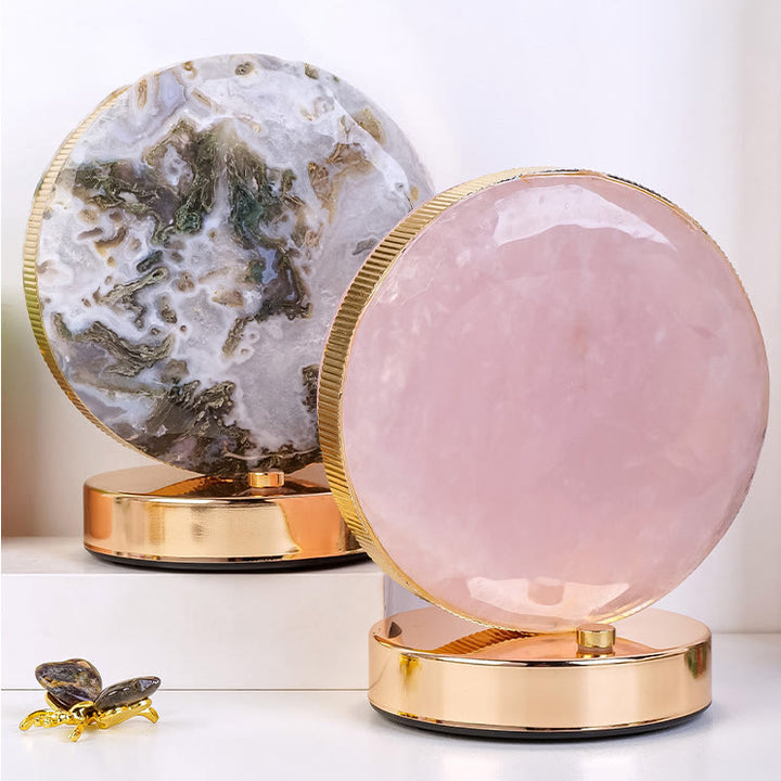 Lampe de table en pierre de cristal naturel Olivenorma, décoration en pierres précieuses 