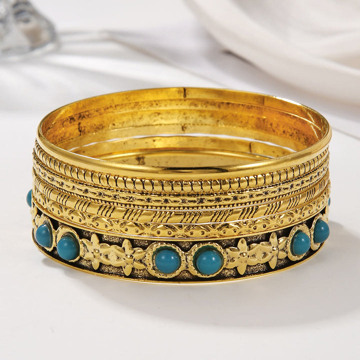 Bracelet en métal turquoise exagéré ethnique bohème Olivenorma