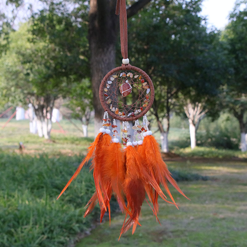 Pendentif en agate cristal naturel Olivenorma Charm attrape-rêves rond 