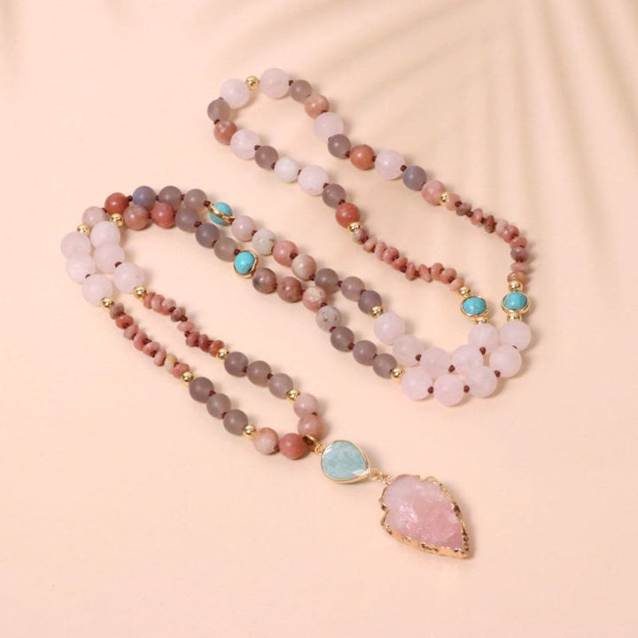 Collier pendentif en pointe de flèche en quartz rose naturel pour prière 