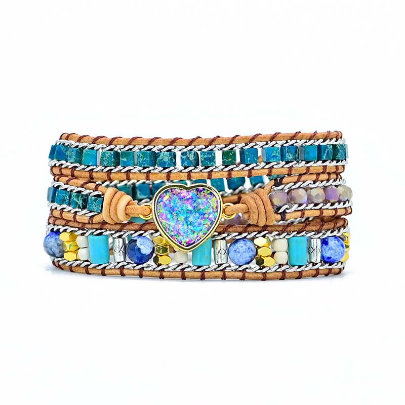 Bracelet enroulé en forme de cœur avec pierre de l'empereur