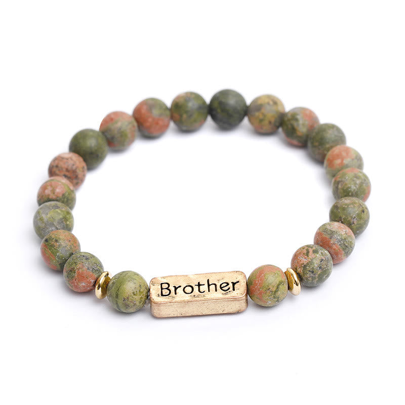 Bracelet gravé avec pierres précieuses naturelles Olivenorma Brother