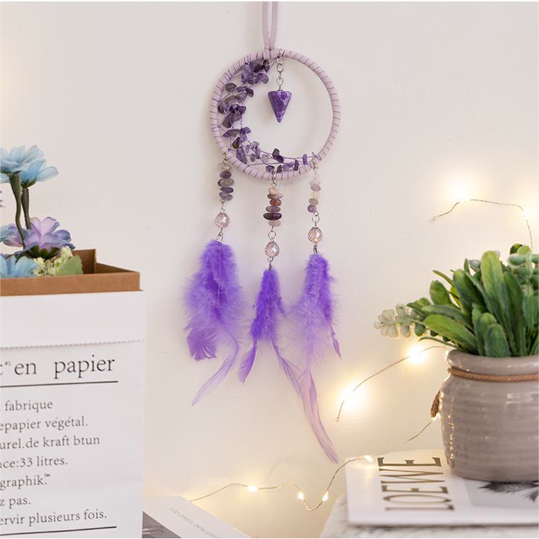 Pendentif Améthyste Olivenorma Petit Attrape-rêves en forme de croissant de lune 