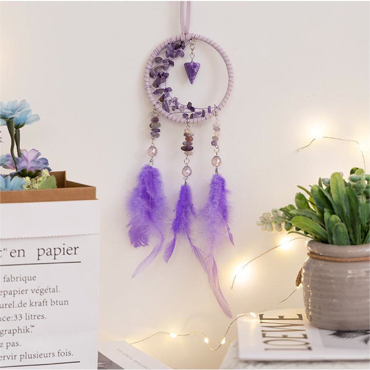 Pendentif Améthyste Olivenorma Petit Attrape-rêves en forme de croissant de lune 