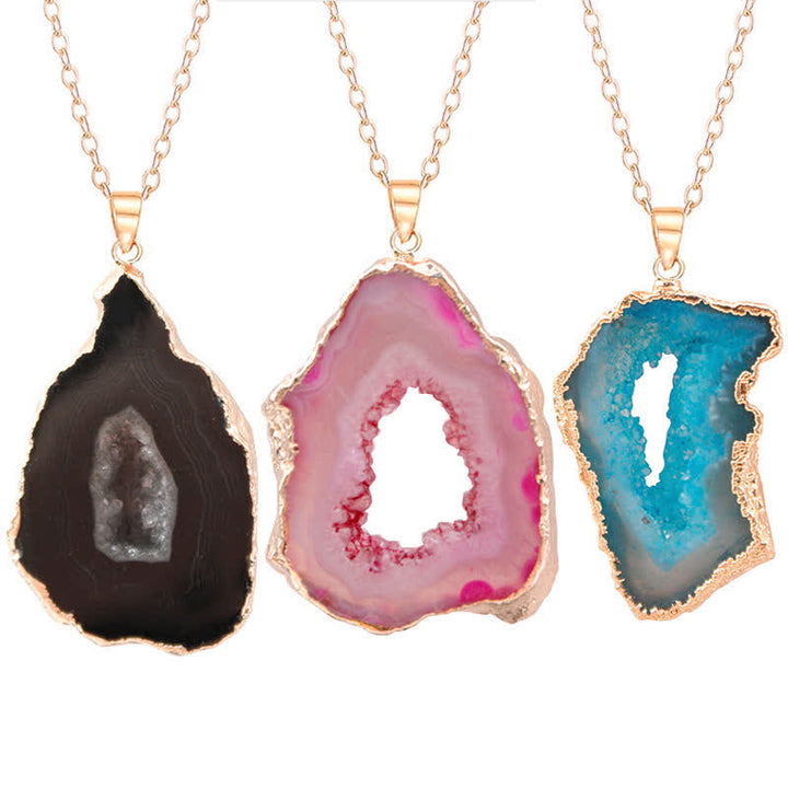 Collier en tranches de cristal brut irrégulier Olivenorma