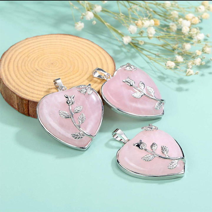 Collier en pierres précieuses en forme de rose en forme de cœur Olivenorma